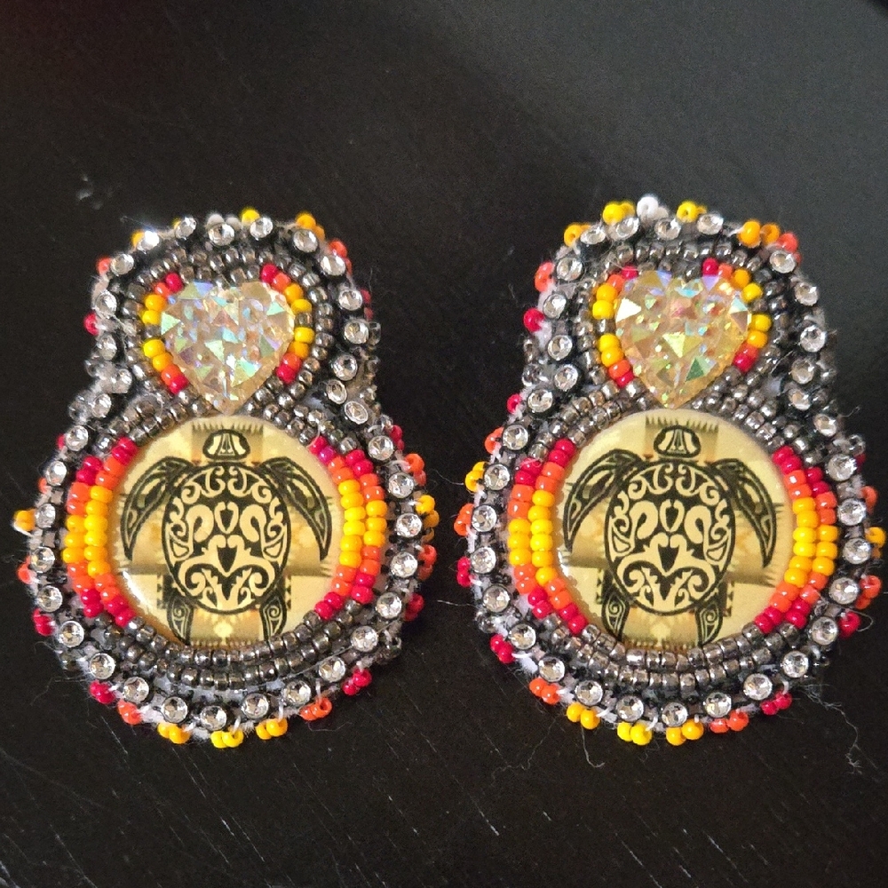 Handcrafted Beaded Turtle Earrings
